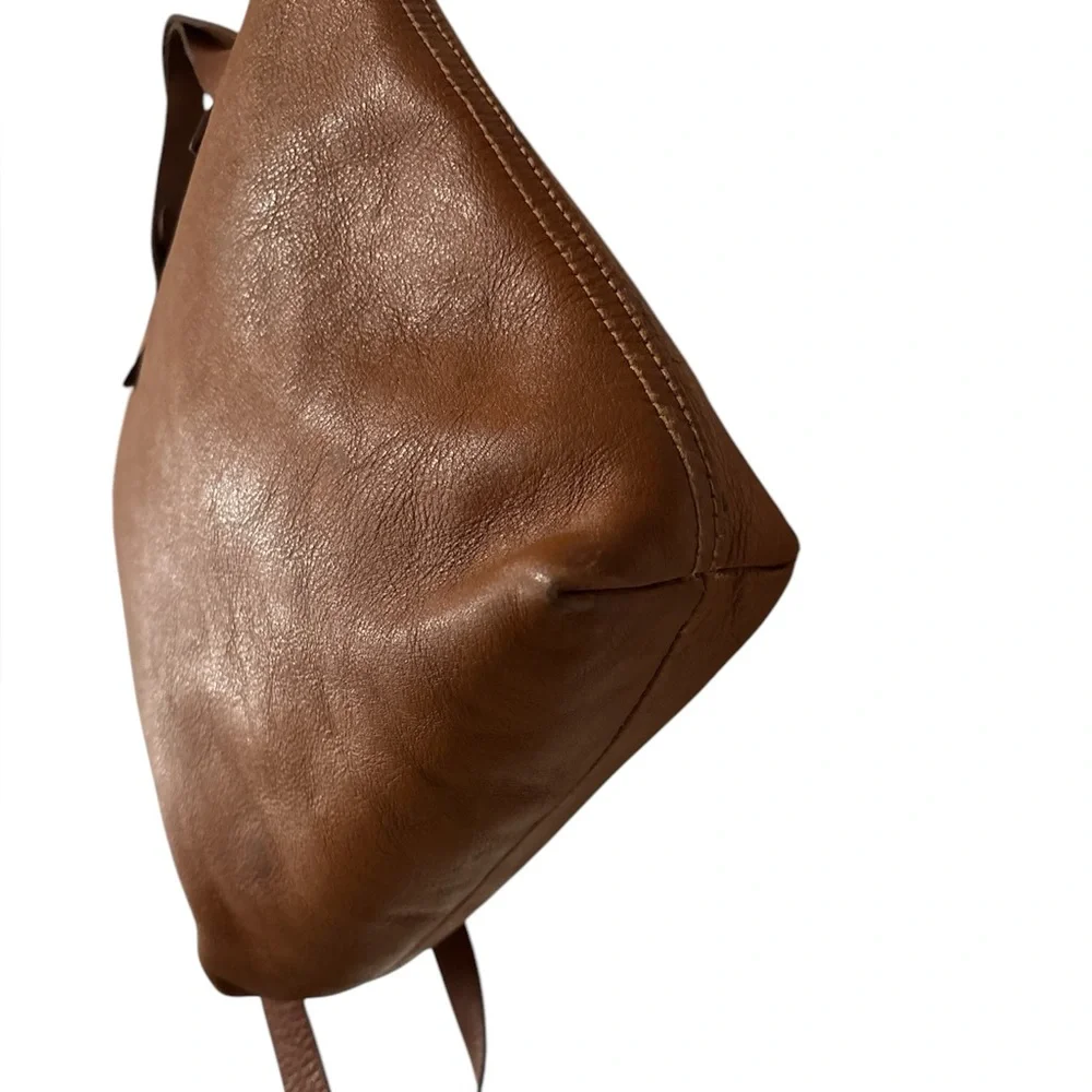 Madewell Brown Leather Tote Bag w long strap